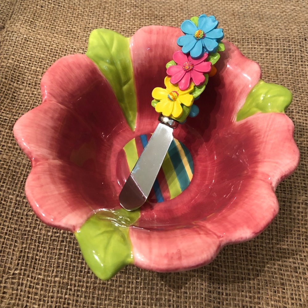 NEW! 🌸Colorful Flower Dip Bowl & Spreader Set🌼